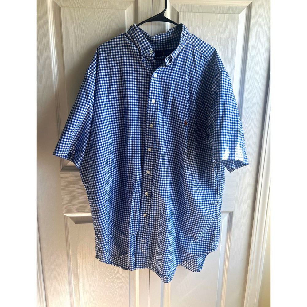 Ralph Lauren Men's 2XLT Big & Tall Short Sleeve Cotton Check Button-Down